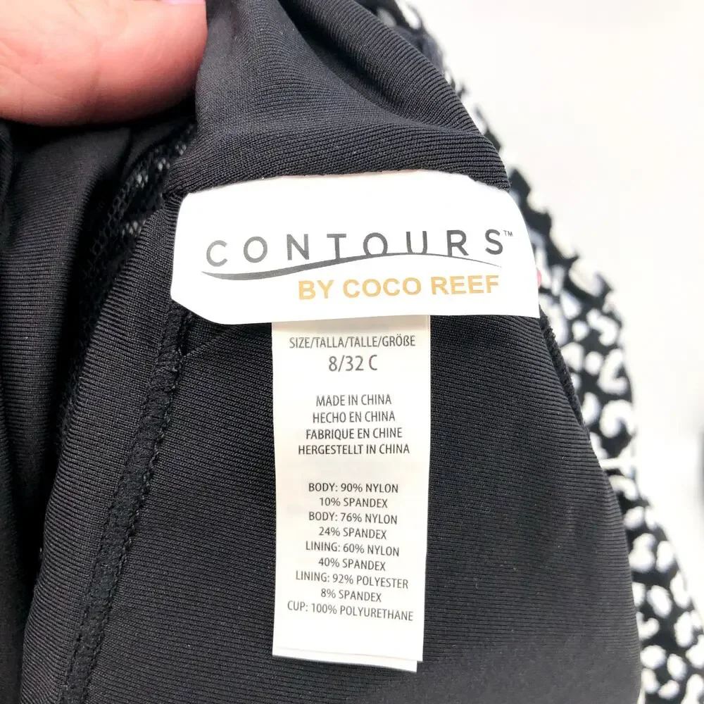 CONTOURS COCO REEF Suraya One-Piece Swimsuit Size 8 32C Black White Cheetah NWT - Picture 6 of 14